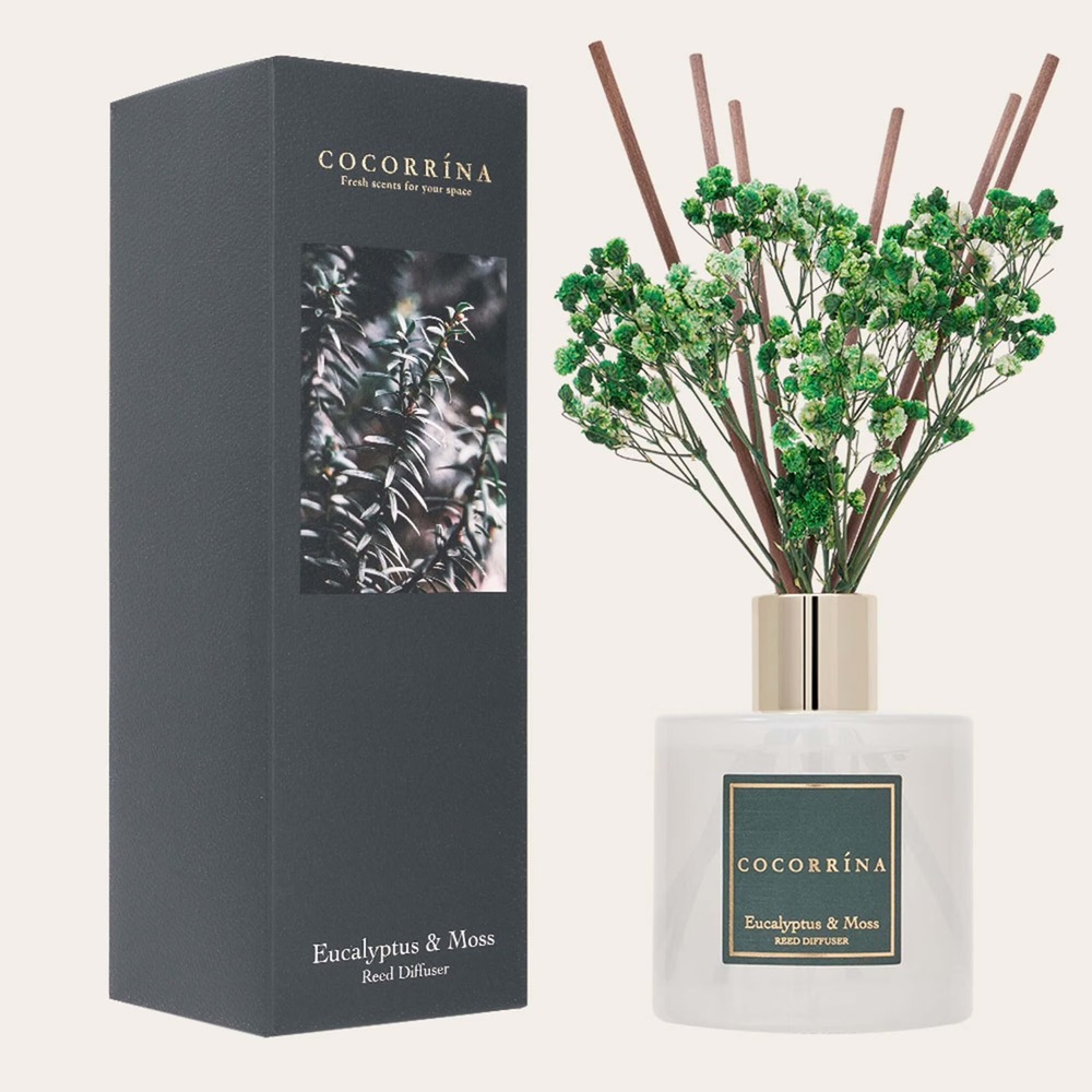 Eucalyptus Moss Reed Diffuser Set 6.7oz Home Fragrance W/ Sticks Bathroom Decor